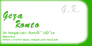 geza ronto business card